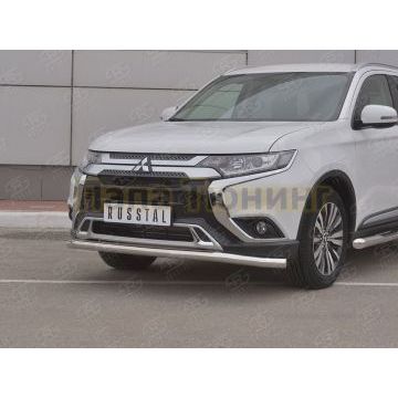 Защита переднего бампера d57 (секции) РусСталь для Mitsubishi Outlander 2018-
