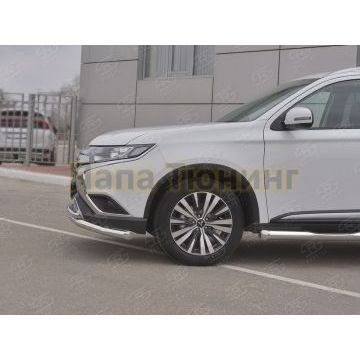 Защита переднего бампера d57 (секции) d42 (дуга) РусСталь для Mitsubishi Outlander 2018-