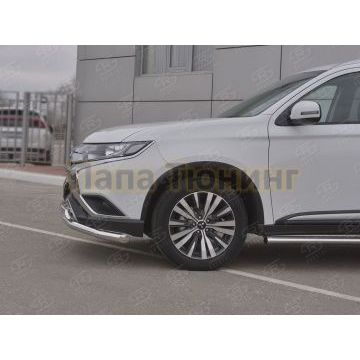 Защита переднего бампера d63 (секции) d75х42 (дуга) РусСталь для Mitsubishi Outlander 2018-