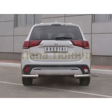 Защита заднего бампера уголки d57 (секции) РусСталь для Mitsubishi Outlander 2018-