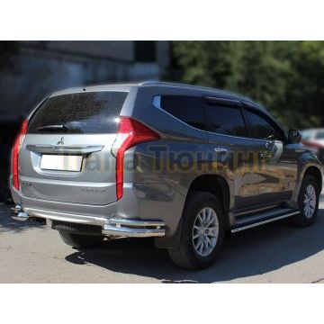 Защита заднего бампера уголки d76(секция)d42(секция) РусСталь для Mitsubishi PAJERO SPORT 2016-2021
