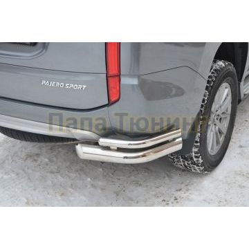 Защита заднего бампера d76(секция) d42(уголки) РусСталь для Mitsubishi PAJERO SPORT 2016-2021