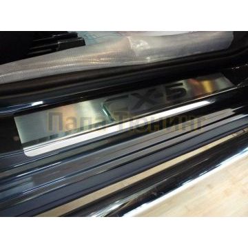 Накладки на пороги RUSSTAL (нерж., шлиф., надпись) РусСталь для Mazda CX-5 2011-2017