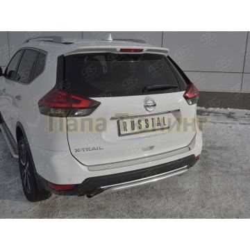 Накладка на задний бампер (лист нерж зеркальный) РусСталь для Nissan X-TRAIL (T32) 2018-