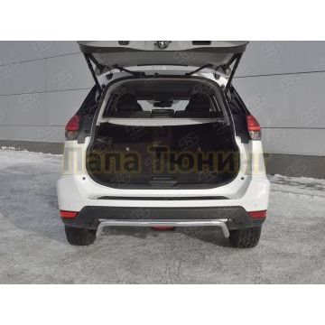 Накладка на задний бампер (лист нерж зеркальный) РусСталь для Nissan X-TRAIL (T32) 2018-