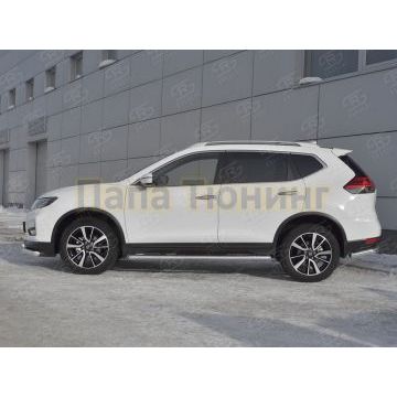 Пороги труба 120х60 овал с проступью РусСталь для Nissan X-TRAIL (T32) 2018-