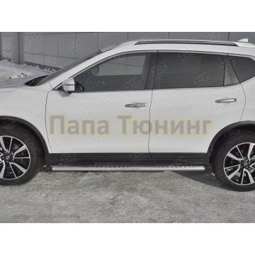 Пороги труба 120х60 овал с проступью РусСталь для Nissan X-TRAIL (T32) 2018-