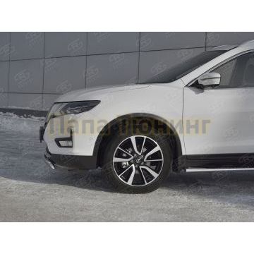 Защита переднего бампера d75х42 дуга РусСталь для Nissan X-TRAIL (T32) 2018-