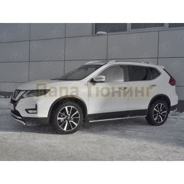 Защита переднего бампера d75х42 дуга РусСталь для Nissan X-TRAIL (T32) 2018-