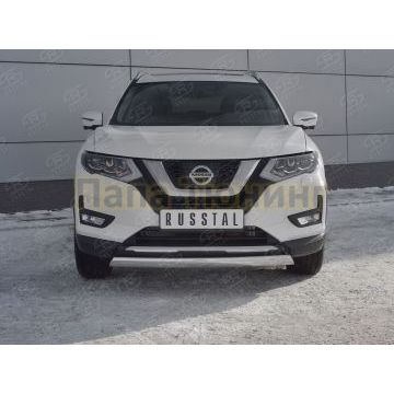 Защита переднего бампера d75х42 дуга РусСталь для Nissan X-TRAIL (T32) 2018-