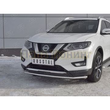 Защита переднего бампера d42 секции РусСталь для Nissan X-TRAIL (T32) 2018-