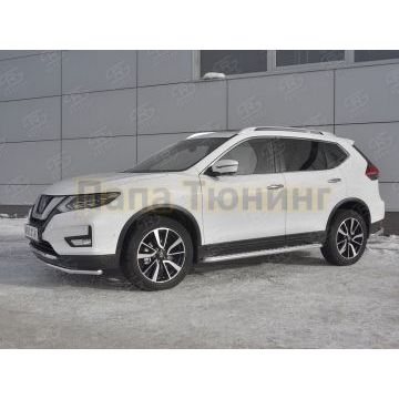 Защита переднего бампера d42 секции РусСталь для Nissan X-TRAIL (T32) 2018-