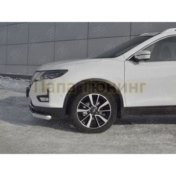 Защита переднего бампера d57 секции РусСталь для Nissan X-TRAIL (T32) 2018-