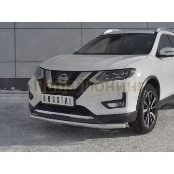 Защита переднего бампера d57 секции РусСталь для Nissan X-TRAIL (T32) 2018-