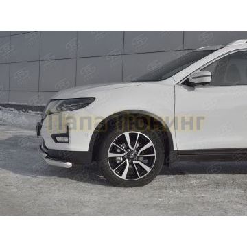 Защита переднего бампера d57 секции-d42 дуга РусСталь для Nissan X-TRAIL (T32) 2018-