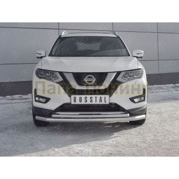 Защита переднего бампера d57 секции-d42 дуга РусСталь для Nissan X-TRAIL (T32) 2018-