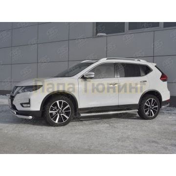 Защита переднего бампера d63 секции-d75х42 дуга РусСталь для Nissan X-TRAIL (T32) 2018-