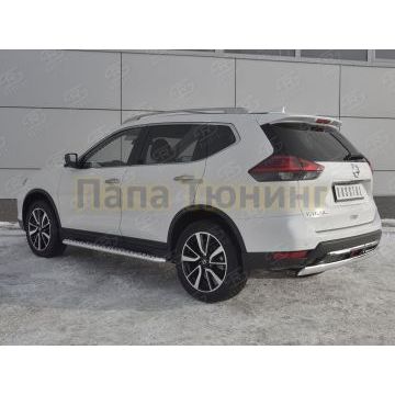 Защита заднего бампера d75х42 дуга РусСталь для Nissan X-TRAIL (T32) 2018-