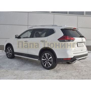 Защита заднего бампера d42 волна РусСталь для Nissan X-TRAIL (T32) 2018-