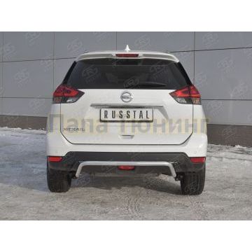 Защита заднего бампера d42 волна РусСталь для Nissan X-TRAIL (T32) 2018-