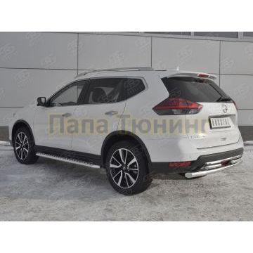 Защита заднего бампера d57 дуга-d42x2 дуги РусСталь для Nissan X-TRAIL (T32) 2018-