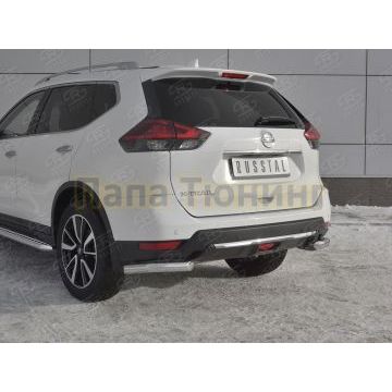 Защита заднего бампера уголки d57 секции РусСталь для Nissan X-TRAIL (T32) 2018-