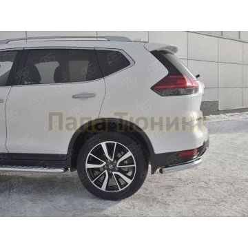 Защита заднего бампера уголки d57 секции РусСталь для Nissan X-TRAIL (T32) 2018-