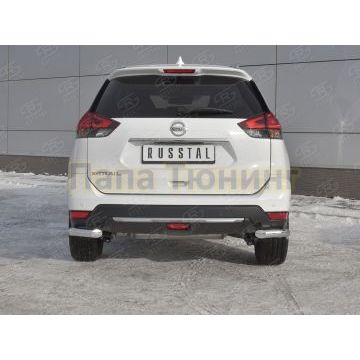 Защита заднего бампера уголки d57 секции РусСталь для Nissan X-TRAIL (T32) 2018-