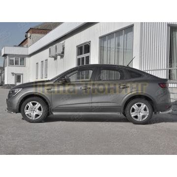 Пороги труба d42 с листом (Лист нерж, проф. нерж) (вариант 3) РусСталь для Renault Arkana 2019-