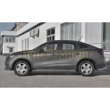 Пороги труба 120х60 овал с проступью РусСталь для Renault Arkana 2019-