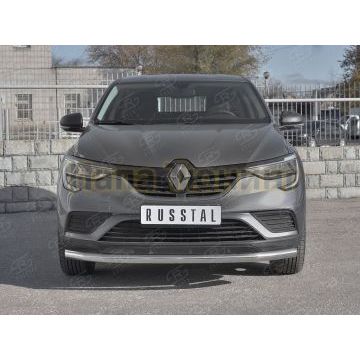 Защита переднего бампера d57 секции РусСталь для Renault Arkana 2019-