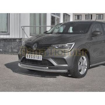 Защита переднего бампера d57 секции-d42 дуга РусСталь для Renault Arkana 2019-
