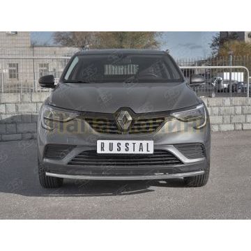 Защита переднего бампера d42 секции РусСталь для Renault Arkana 2019-