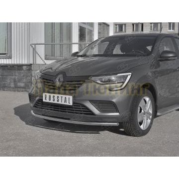 Защита переднего бампера d42 секции РусСталь для Renault Arkana 2019-