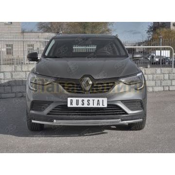 Защита переднего бампера d42 секции-d42 дуга РусСталь для Renault Arkana 2019-