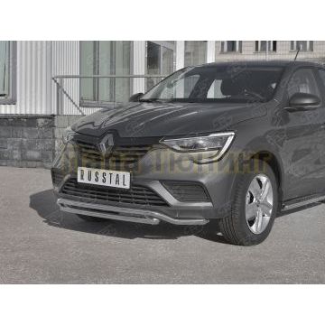 Защита переднего бампера d42 волна-d42 дуга РусСталь для Renault Arkana 2019-