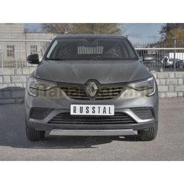 Защита переднего бампера d75х42 дуга РусСталь для Renault Arkana 2019-