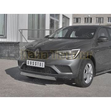 Защита переднего бампера d75х42 дуга РусСталь для Renault Arkana 2019-