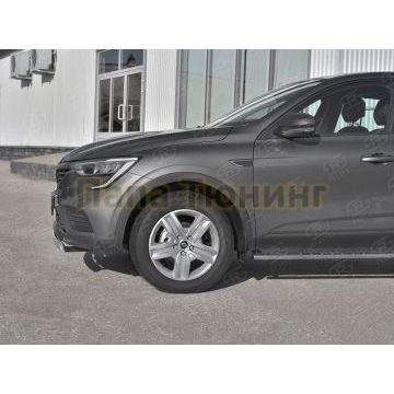 Защита переднего бампера d75х42 дуга РусСталь для Renault Arkana 2019-