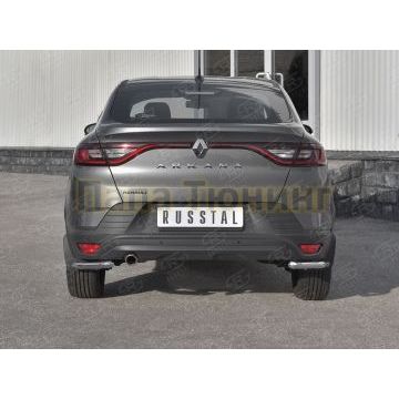 Защита заднего бампера уголки d42 секции РусСталь для Renault Arkana 2019-