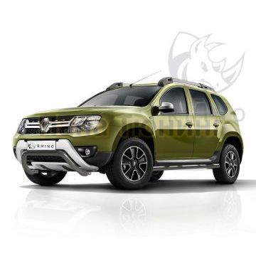 Пороги труба d76 с накладкой ч. сталь сер. (вариант 1) РусСталь для Renault Duster 2015-