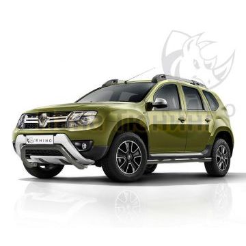Пороги труба d76 с накладкой ч. сталь сер. (вариант 2) РусСталь для Renault Duster 2015-