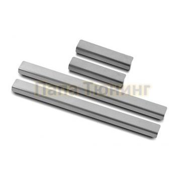 Накладки на пороги RUSSTAL (нерж., шлиф) РусСталь для Subaru Forester(SJ) 2016-2018