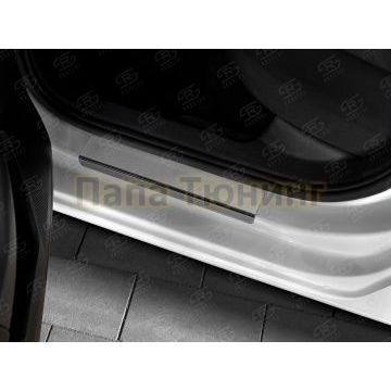 Накладки на пороги RUSSTAL (нерж., зеркало) РусСталь для Skoda Rapid 2012-