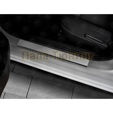 Накладки на пороги RUSSTAL (нерж., зеркало) РусСталь для Skoda Rapid 2012-
