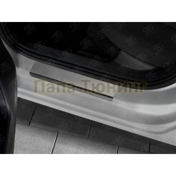 Накладки на пороги RUSSTAL (нерж., шлиф) РусСталь для Skoda Rapid 2012-