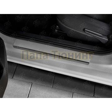 Накладки на пороги RUSSTAL (нерж., шлиф) РусСталь для Skoda Rapid 2012-