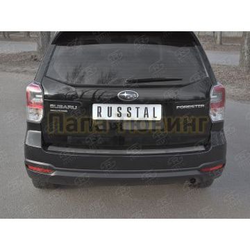 Накладка на задний бампер RUSSTAL (нерж., шлиф.,надпись) для Subaru Forester (SJ) 2016-2018