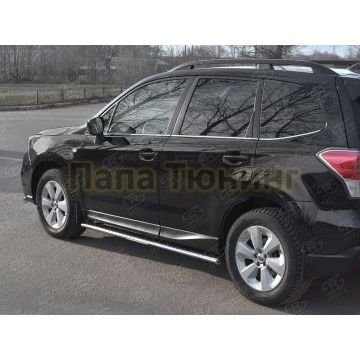 Пороги труба 120х60 овал с проступью РусСталь для Subaru Forester(SJ) 2016-2018