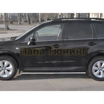 Пороги труба 120х60 овал с проступью РусСталь для Subaru Forester(SJ) 2016-2018